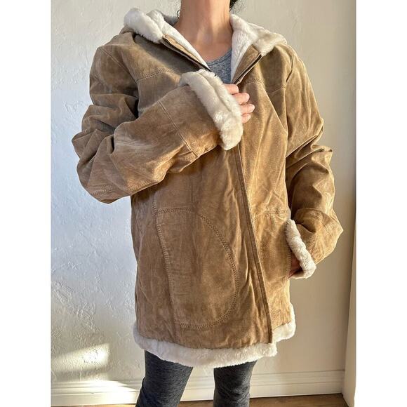 Adler Leather Suede Beige Coat - Picture 7 of 8